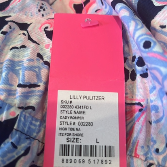 Lilly Pulitzer girls Cady Romper Large (8-10) High Tide Navy It's For Shore NWT - Picture 7 of 8